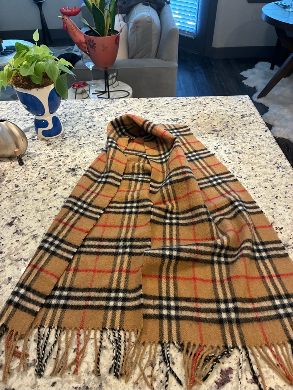 Burberry Camel, Black and Red Classic Check Scarf - Picture 4 of 5